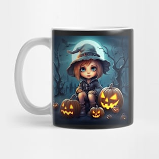 Halloween girl with pumpkins Mug